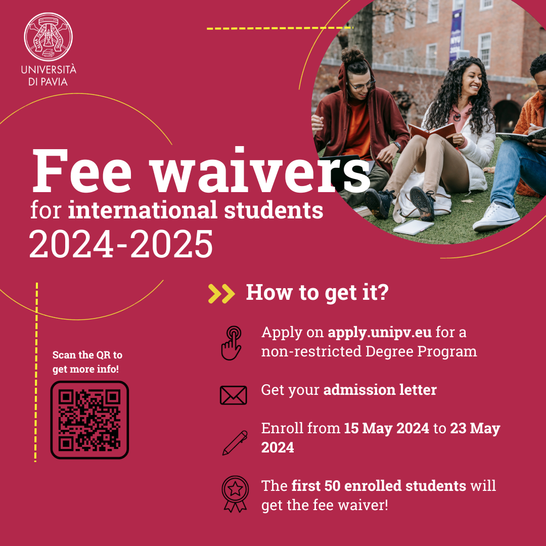 Fee waivers for international students 202425 University of Pavia