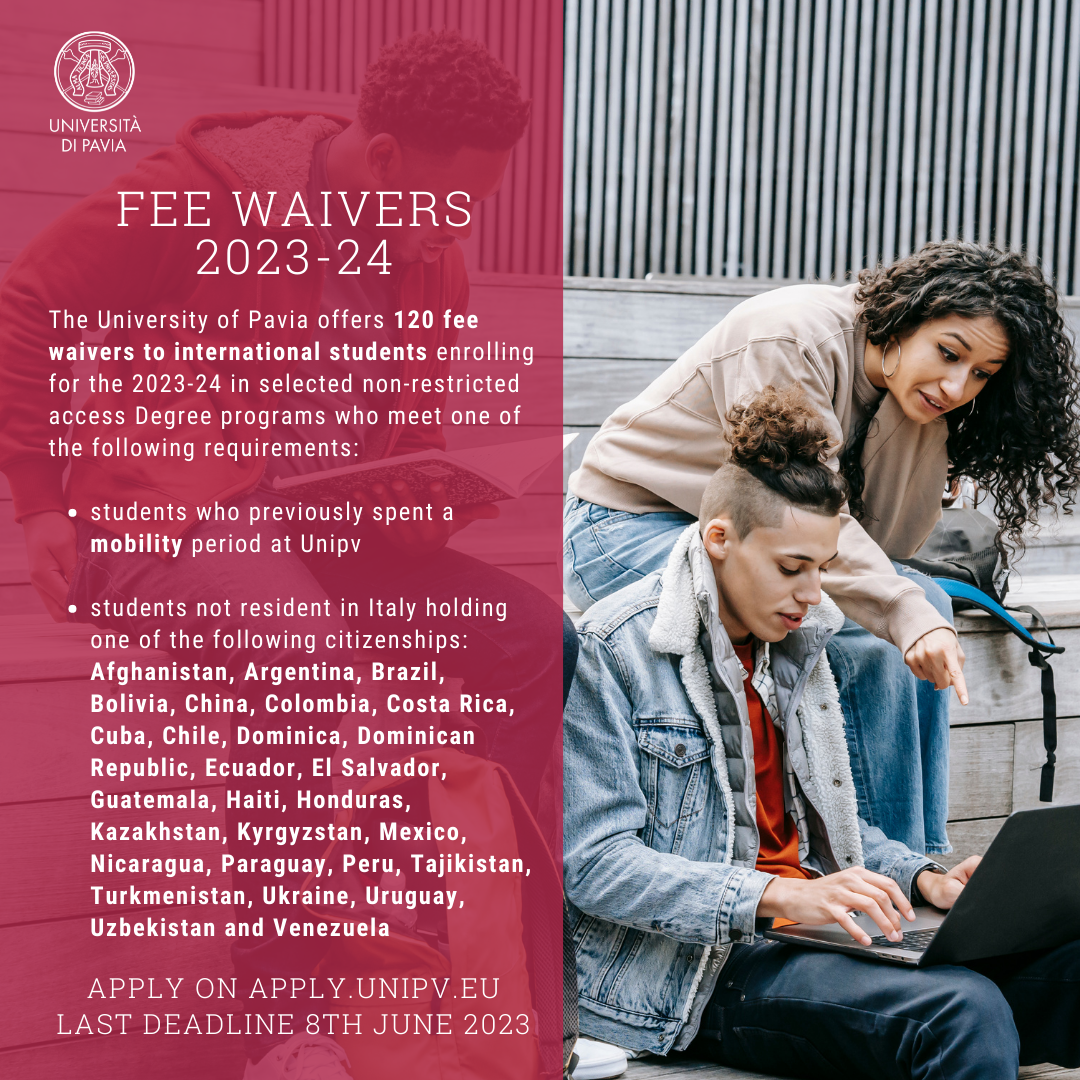 Fee waivers 202324 University of Pavia